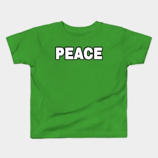 PEACE - White w Black Sticker - Front Kids T-Shirt